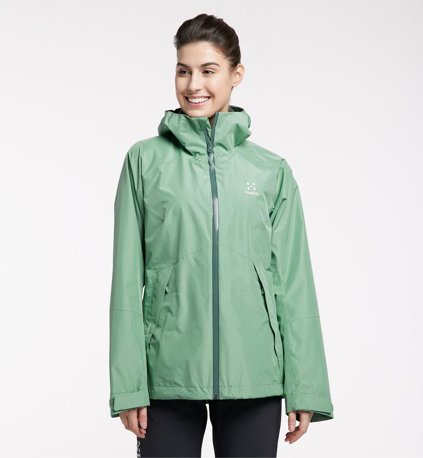 Haglöfs Skuta Waterproof Jacket Green For Womens KJWOE3524 Australia